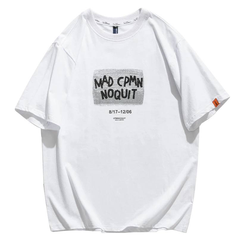 

Summer Fashion Hip Hop Letter Print Cotton Casual Round Neck Short Sleeve T Shirt Streetwear Korean Couple Tops Harajuku Men