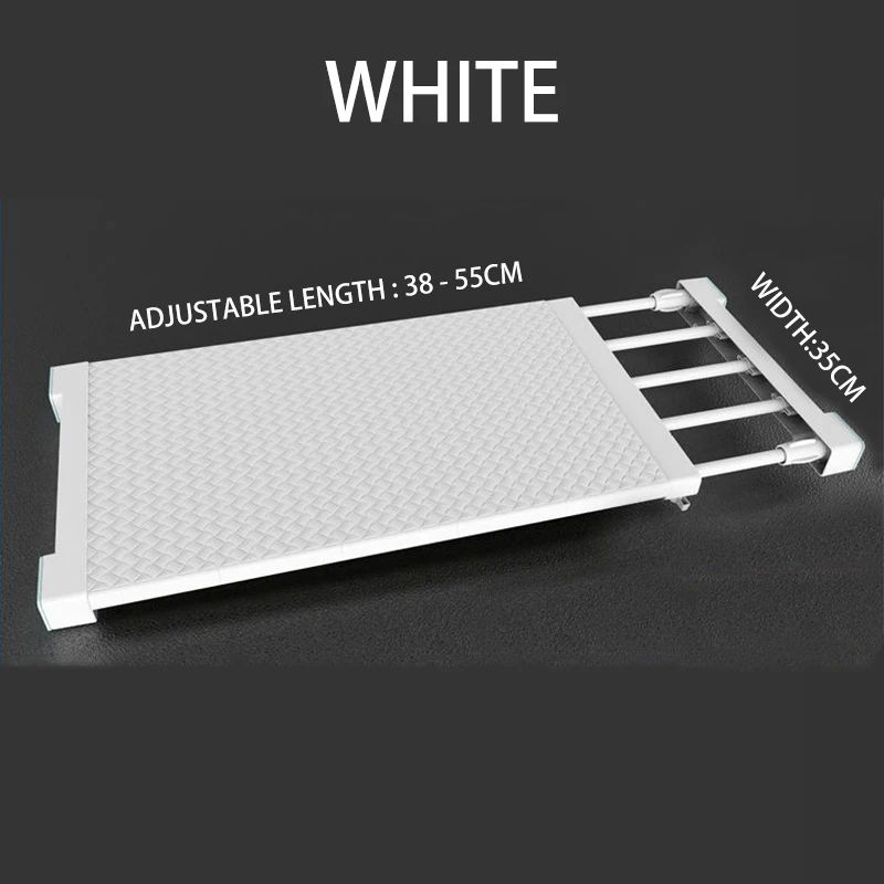 White 38-55cm 35cm Регулируемый шкаф, органайзер для хранения, полка настенная, сделай сам, шкаф/одежда/кухонные держатели для хранения, стойки, пластиковый слой/разделители - Цвет: White 38-55cm 35cm