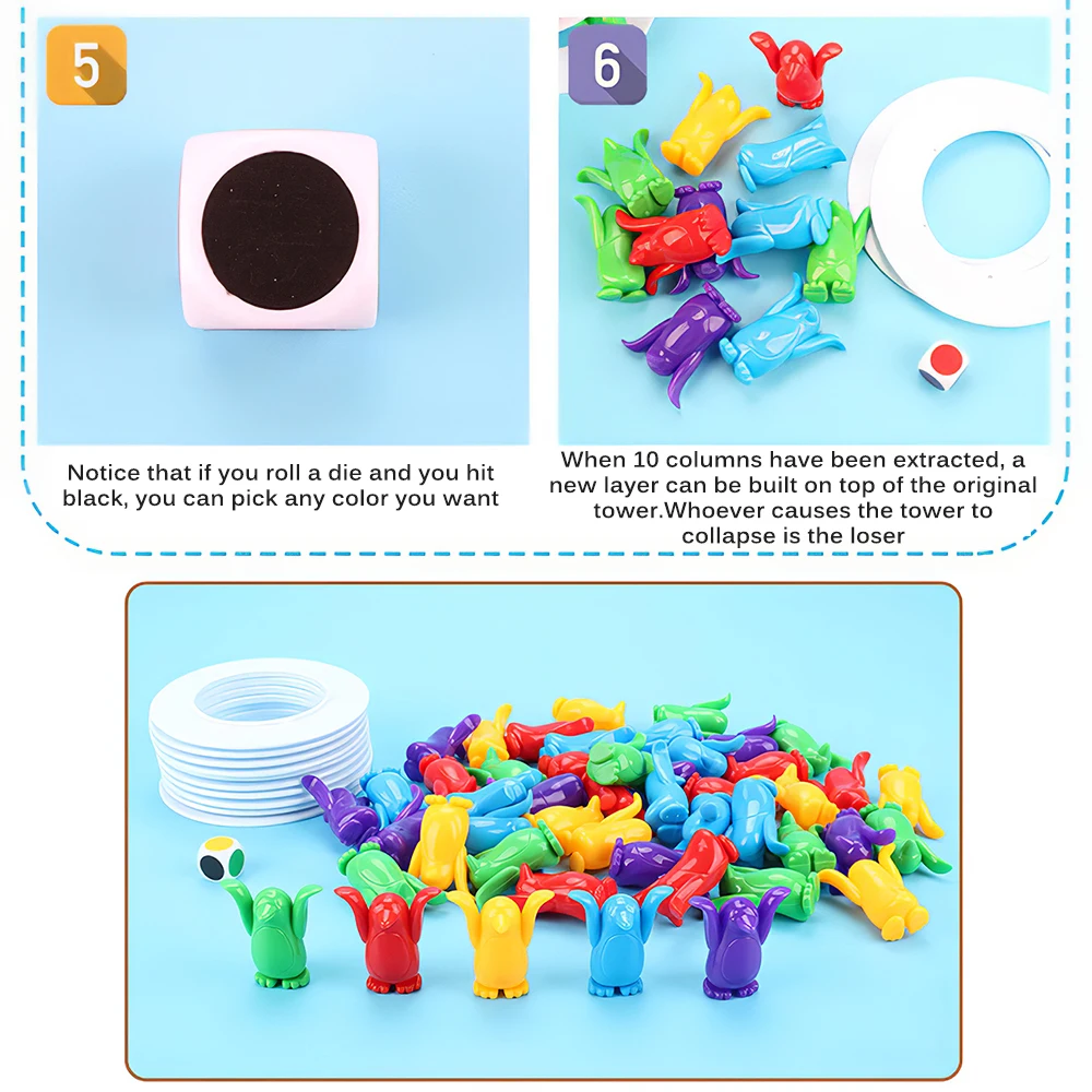 

Montessori Toys Penguin Balance Toy Challenge Tower Stacked Children Toys Desktop Game Parent-Child Home Game