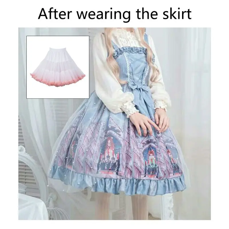 Женская многослойная юбка-пачка ярких цветов с эластичной талией и оборками |