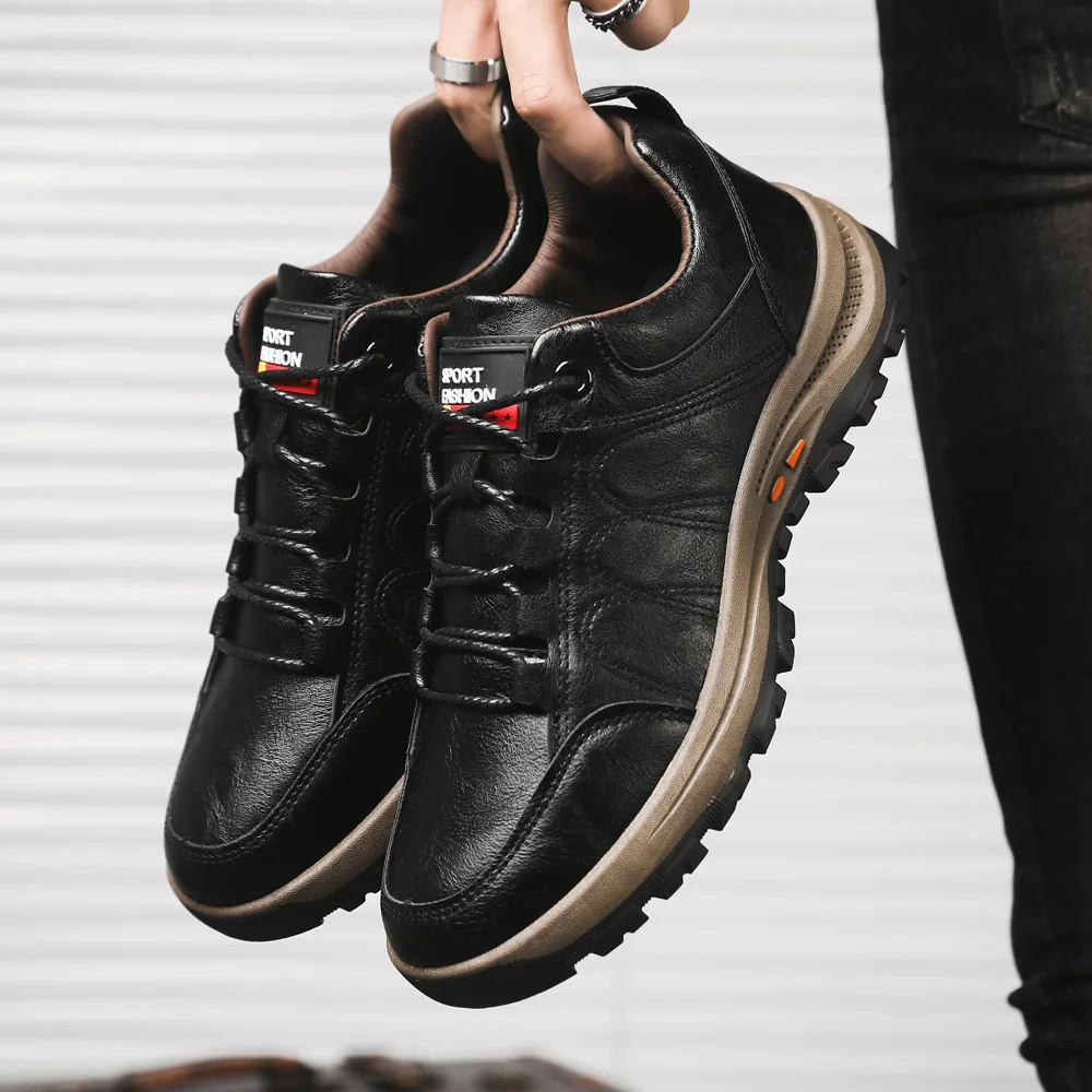 

Brand New Men Casual Shoes Spring Split Leather Thick Buttom Wear-resistant Shoes for Male British Style Fashion Sneaker Shoe