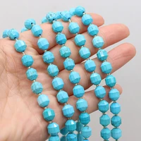natural blue turquoise beaded round shape faceted beads for jewelry making diy necklace bracelet accessries 8mm