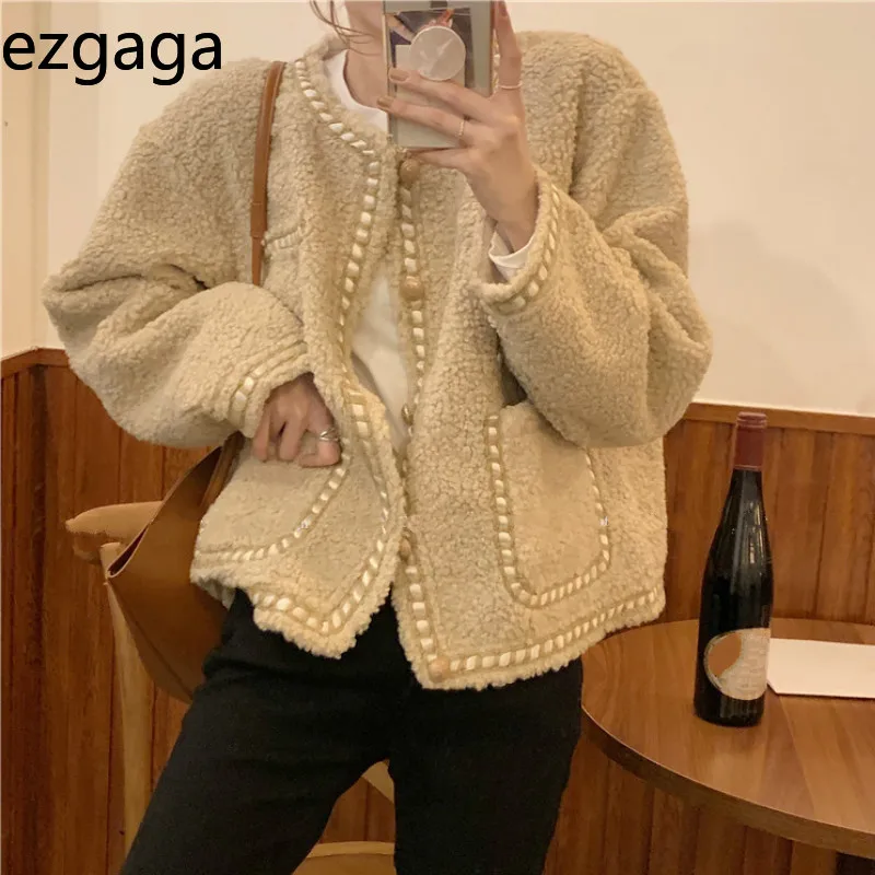 Ezgaga пальто для женщин в Корейском стиле Сезон зима-весна Модная уличная одежда из