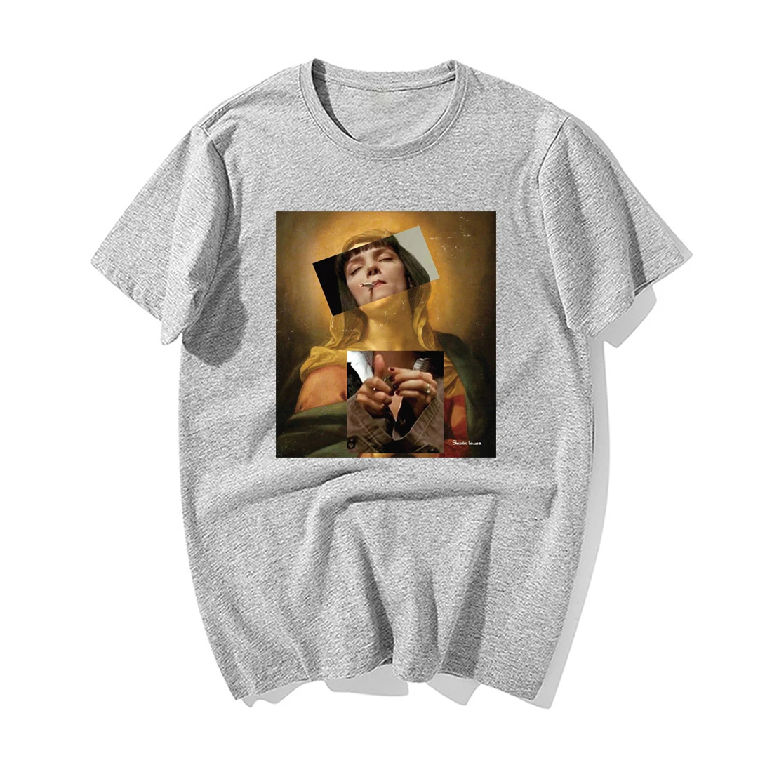 Забавная Футболка с принтом Девы Марии мужская мода 2019 летние хип-хоп топы