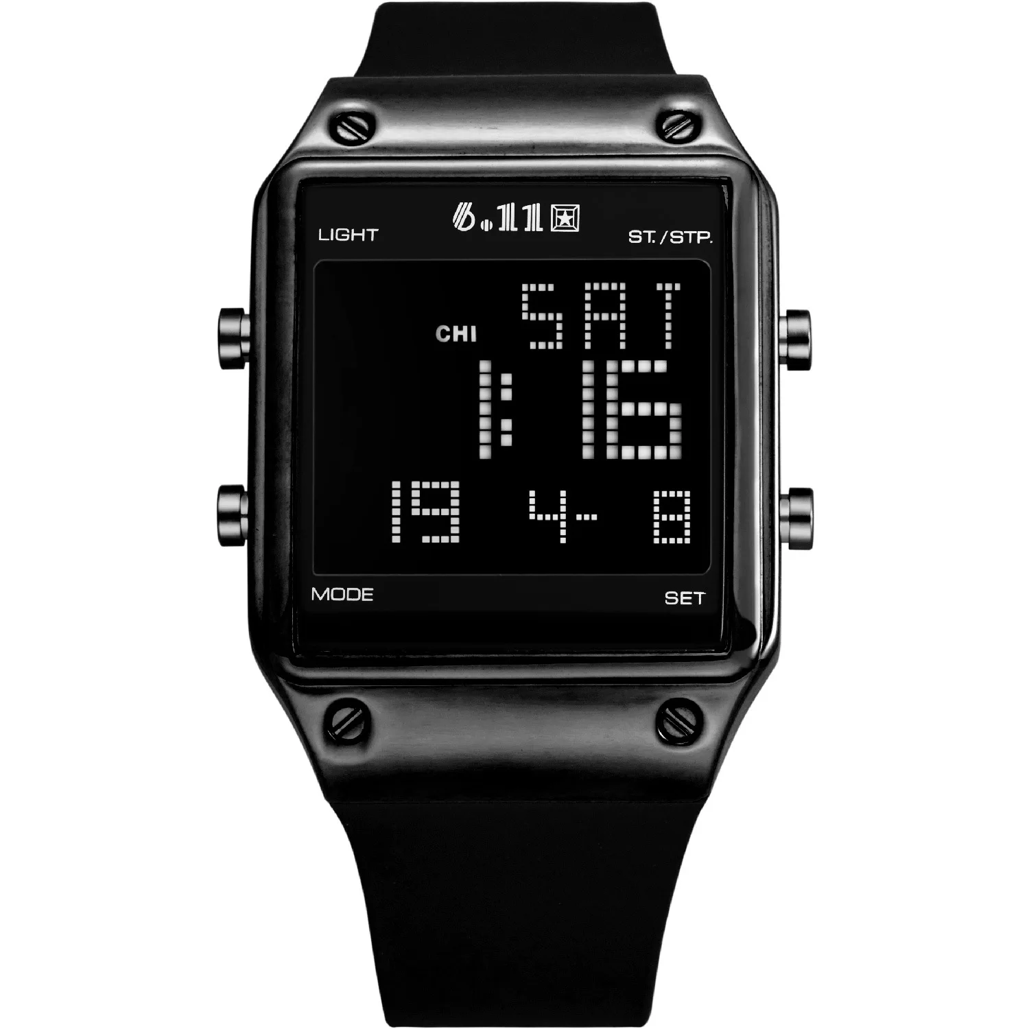 6.11 Men's Silicone Tape Multifunctional LCD Display Outdoor Watch Electronic Sports Waterproof Luminous |