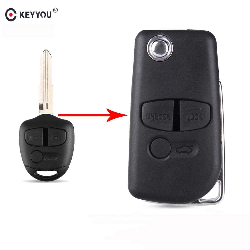Модифицированный чехол KEYYOU для автомобильного ключа-пульта с 3 кнопками MITSUBISHI