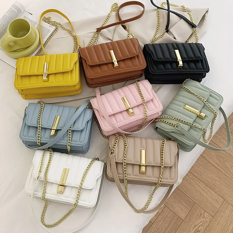 

Роскошная женская сумка-Кроссбоди на цепочке, сумочка-слинг, мессенджер желтого цвета из искусственной кожи, женский клатч на ремне для вып...