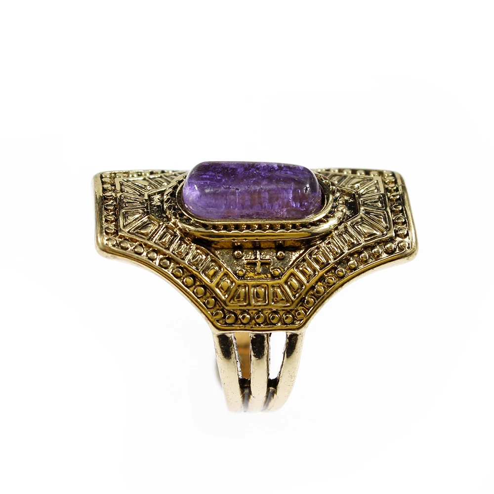 Винтажные Этнические Ретро Кольца с фиолетовым розовым камнем для женщин и