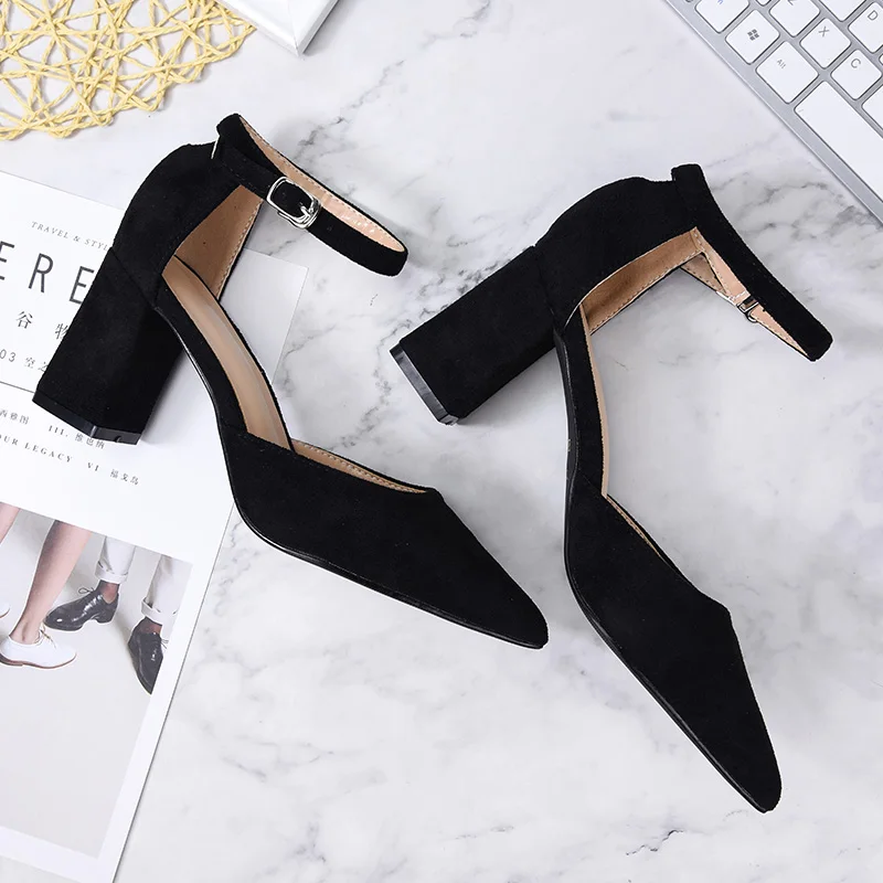 

BaoYaFang 2020 Summer Sandals Women 8cm Thick Heel Fashion shoes woman Ladies sandals Buckle Strap Shoe For Girls Buckle
