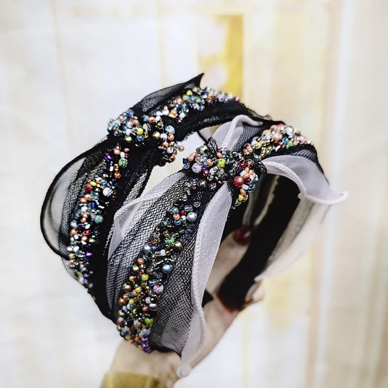 Женский обруч для волос с цветными бусинами ручной работы| |