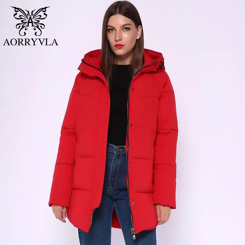 AORRYVLA Новая зимняя Женская куртка плотное теплое длинное женское пальто с