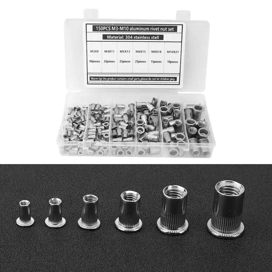 150 шт. M3/M4/M5/M6/M8/M10 заклепки из нержавеющей стали гайка для крепления 0 5 мм-6 мм