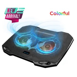 popupine gaming laptop cooler with 2 quiet big fans rgb 7 color light change portable usb laptop cooling pad 11 to 15 6 inch free global shipping