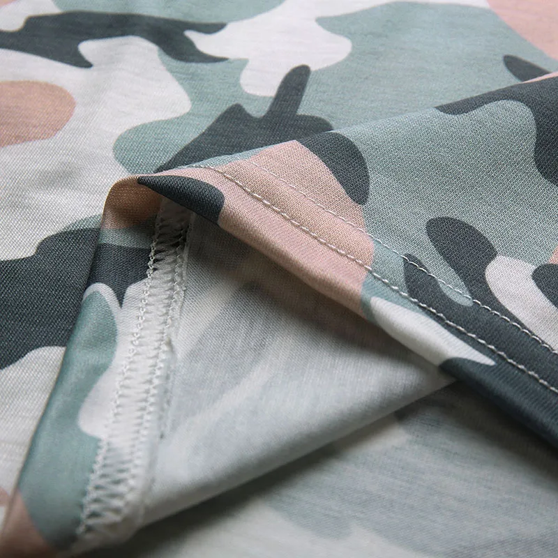 

Women's Summer T-Shirts Camouflage Printed Casual Plus Size Short Sleeve V-Neck Slim Loose Tops S-2XL