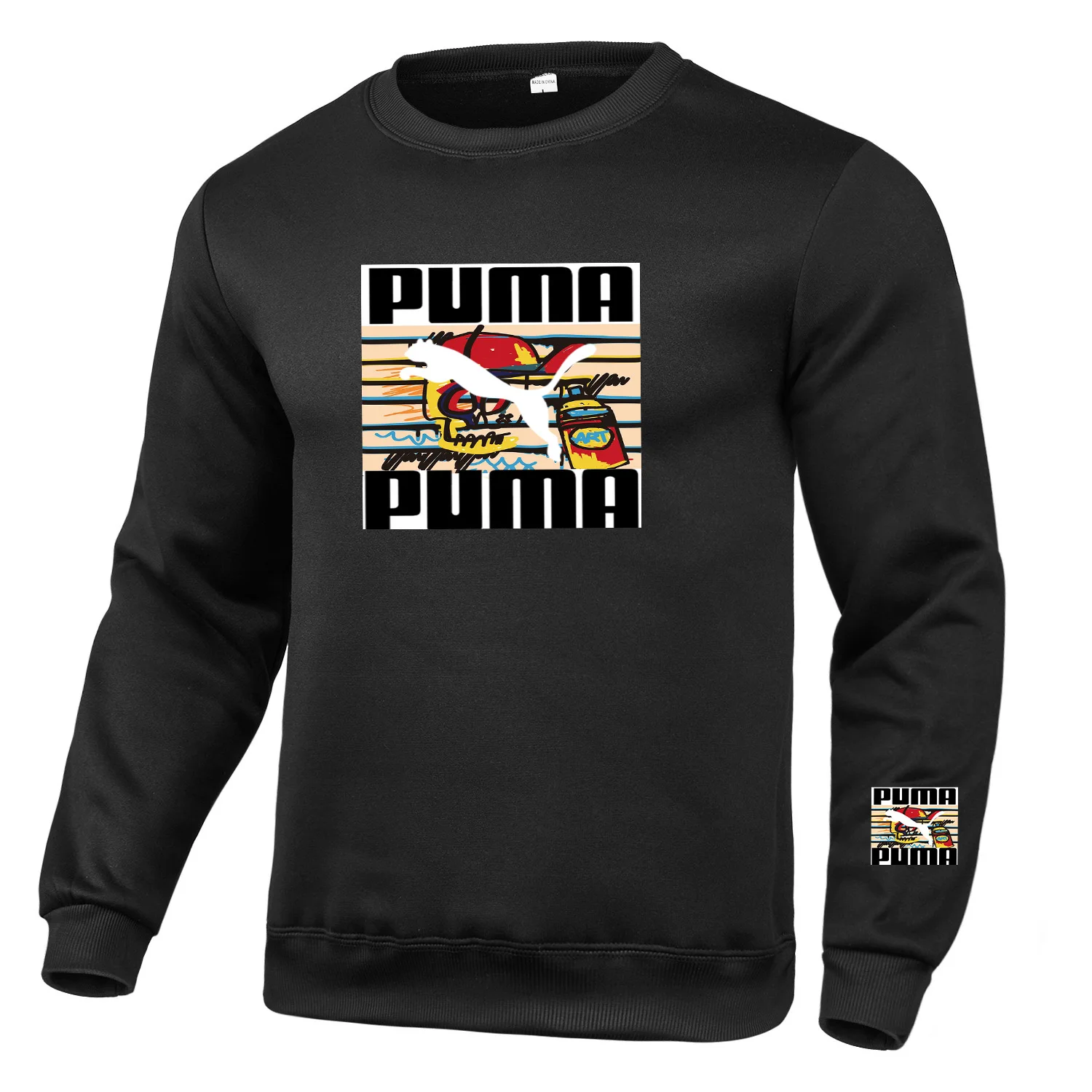 

Puma brand 2021 fashion graffiti printing fitness men's sweatshirt Slim runner streetwear Harajuku winter new popular ladies cas