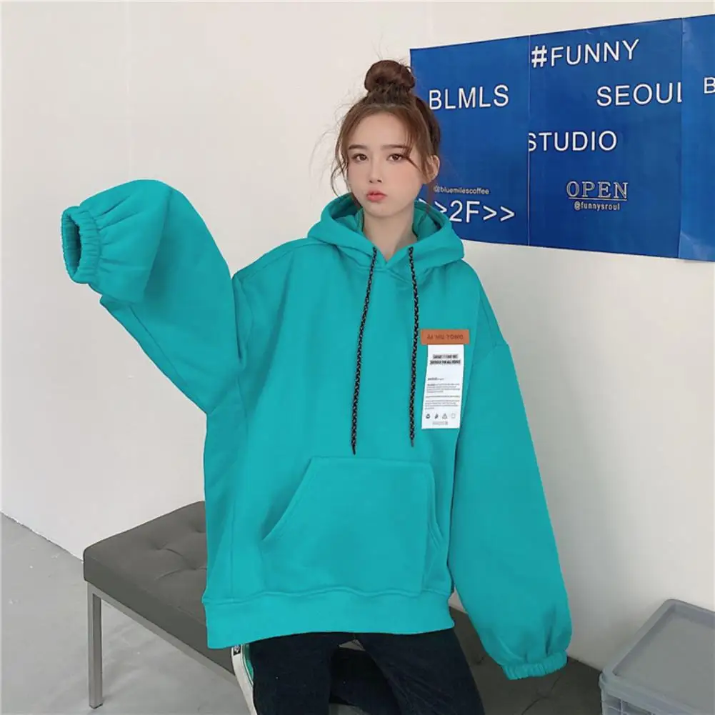 

Plush Oversized Thick Warm Women's Hoodies Sweatshirt Letter Print Hoodie Girl 2021 Autumn Female Students Ladies Sweatshirts