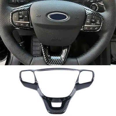 

Carbon Fiber Look Steering Wheel Button Cover Trim For Ford Kuga Escape 2020