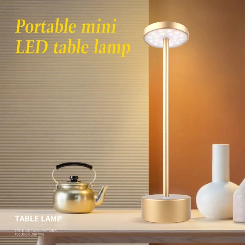 

LED Aluminum Alloy Desk Lamp USB Rechargeable Waterproof Touch Dimming Metal Table Lamps For Bar Living Room Reading Lights