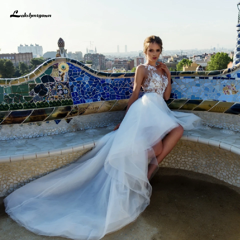 Длинное Элегантное свадебное платье lakshmidress с коротким передним и задним вырезом