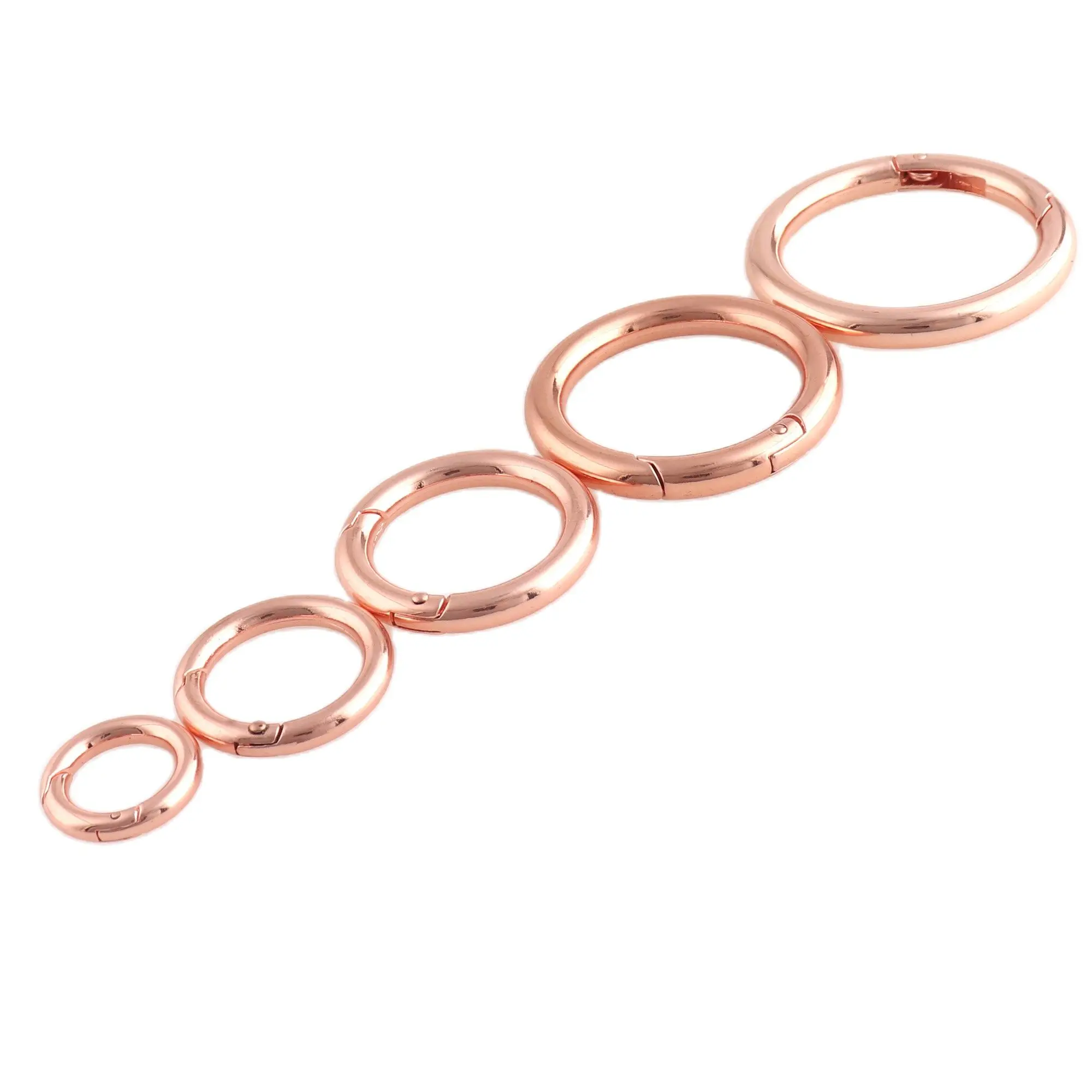 10 шт. металлические Пружинные круглые кольца для ворот, розовое золото, кожаный ремень для сумки, пряжка для ремня, цепочка для собаки, застежка-защелка, триггер для багажа