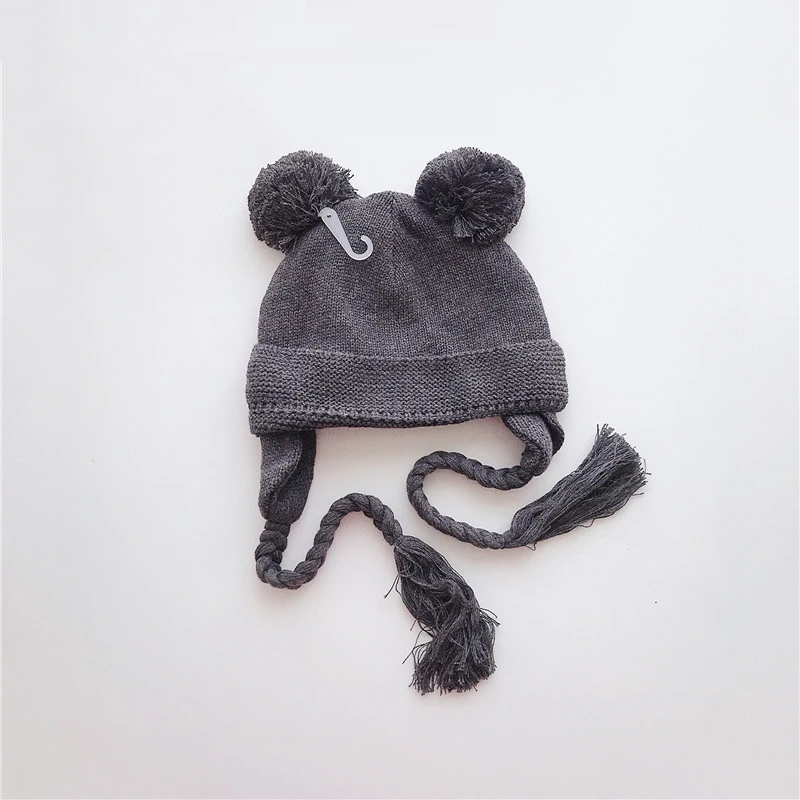 

Baby Hat Winter Boy Earflap Fleece Beanie Girl Pompom Knit Autumn Warm Skiing Outdoor Accessory For Toddlers