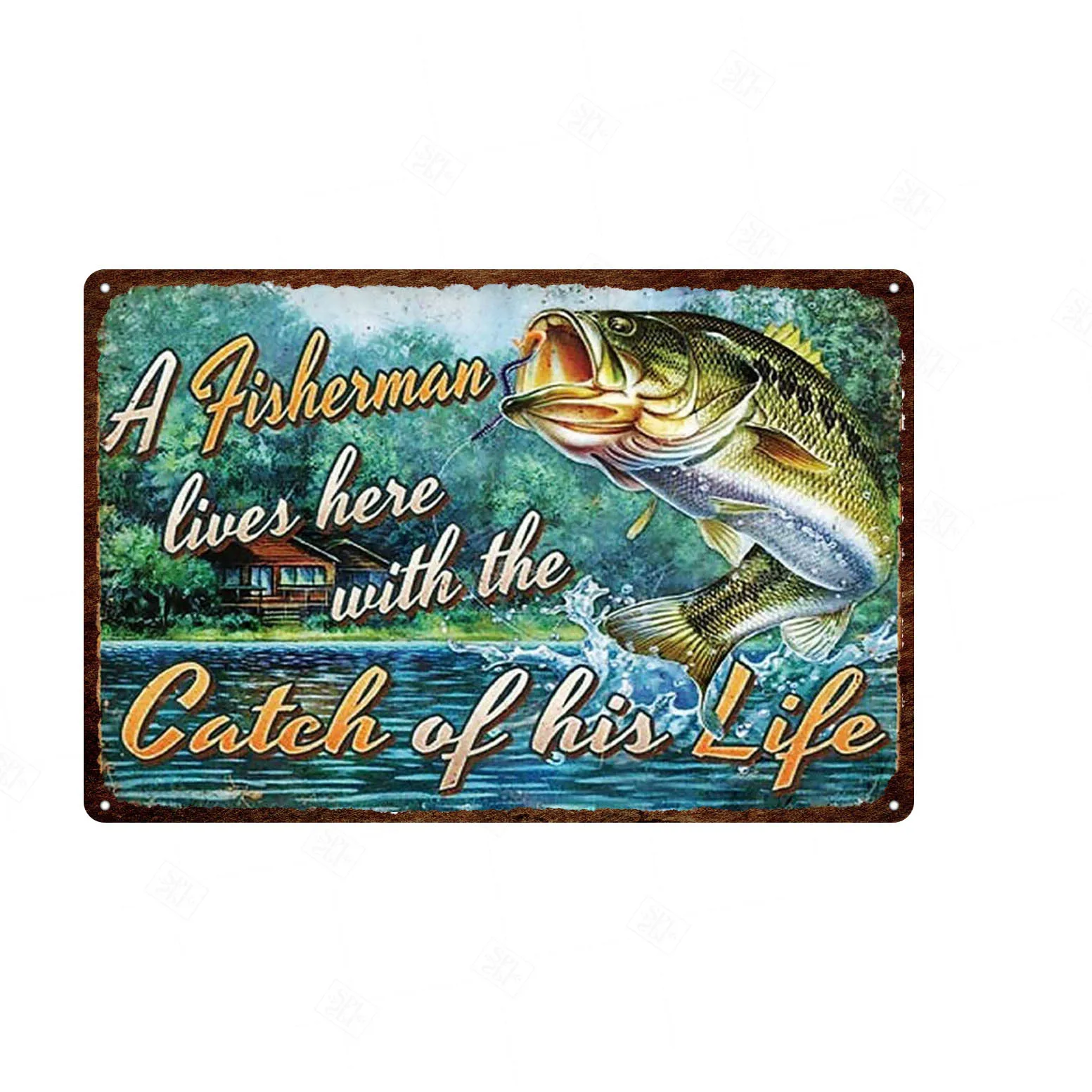 Знак в виде рыбы потертый шикарный винтажный стиль металлический знак животного