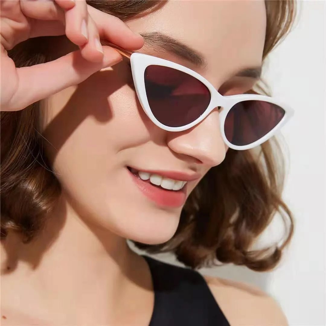 

Cat Eye vintage Brand designer rose gold mirror Sunglasses For Women Metal Reflective flat lens Sun Glasses Female oculos 2021