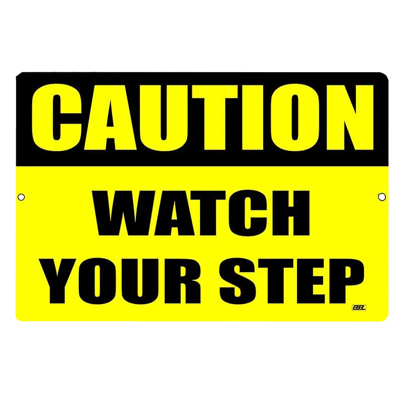 

13cm x 8.8cm for Caution Watch Your Step Warning Motorcycle Car Sticker Cartoon Decal for Refrigerator RV Car Styling