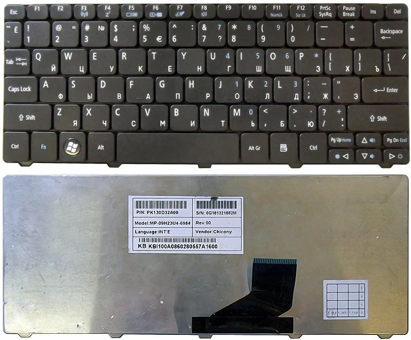 Клавиатура для Acer Aspire One 521 532H AO532H D255 D257 D260 D270 Gateway LT21 series p/n: PK130E91A04 V111102AS3 V11 |