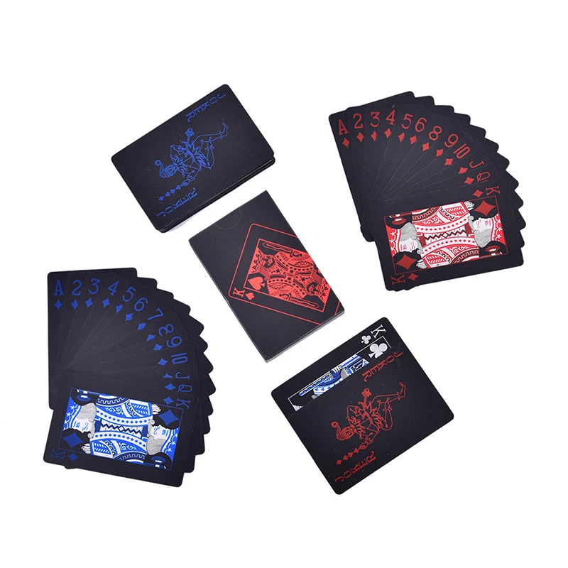 

Waterproof PVC Plastic Playing Cards Poker Black Playing Cards Board Game Quality Classic Magic Tricks Tool Magic Box-packed