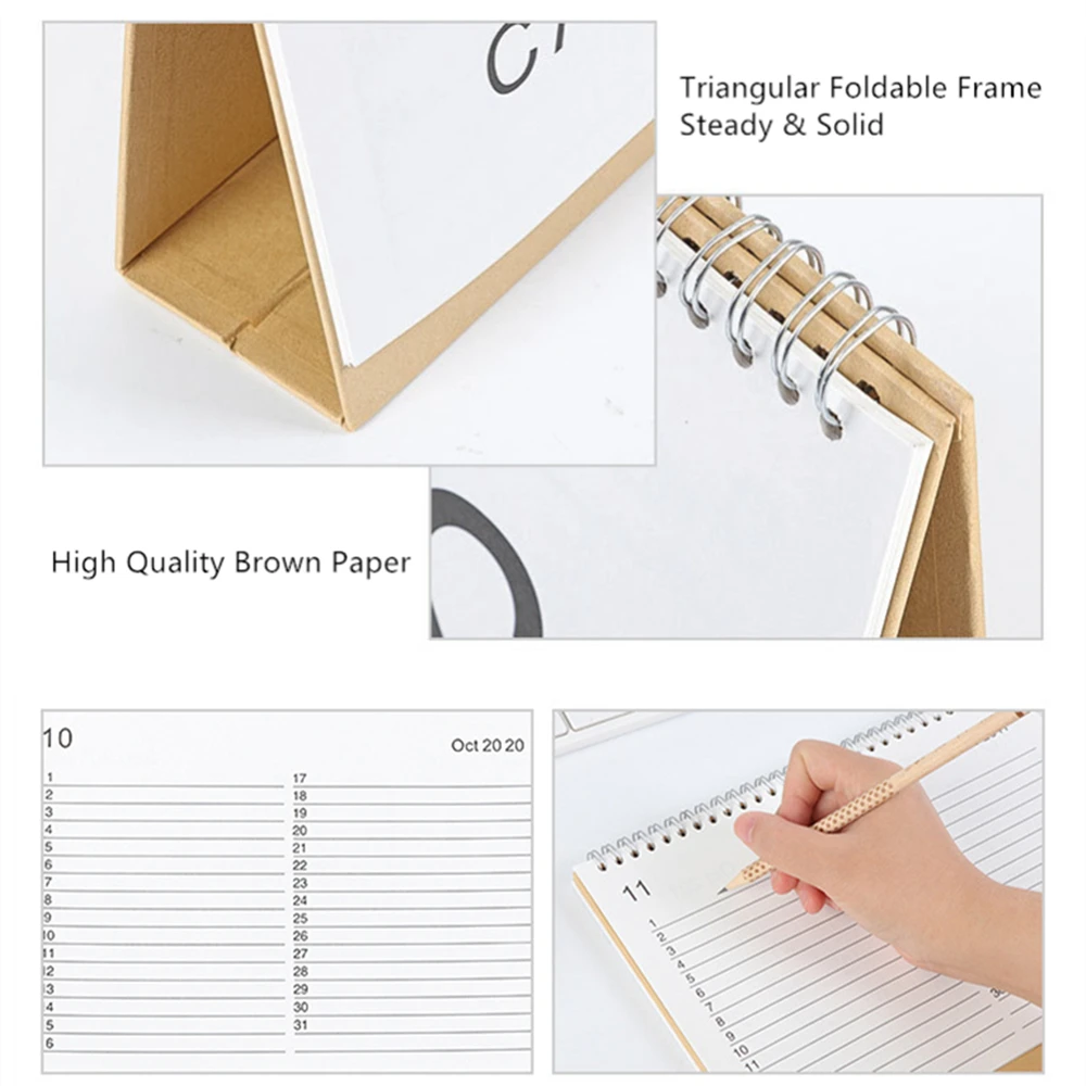 2020 Настольный стоячий календарь ежемесячный планировщик стола простой