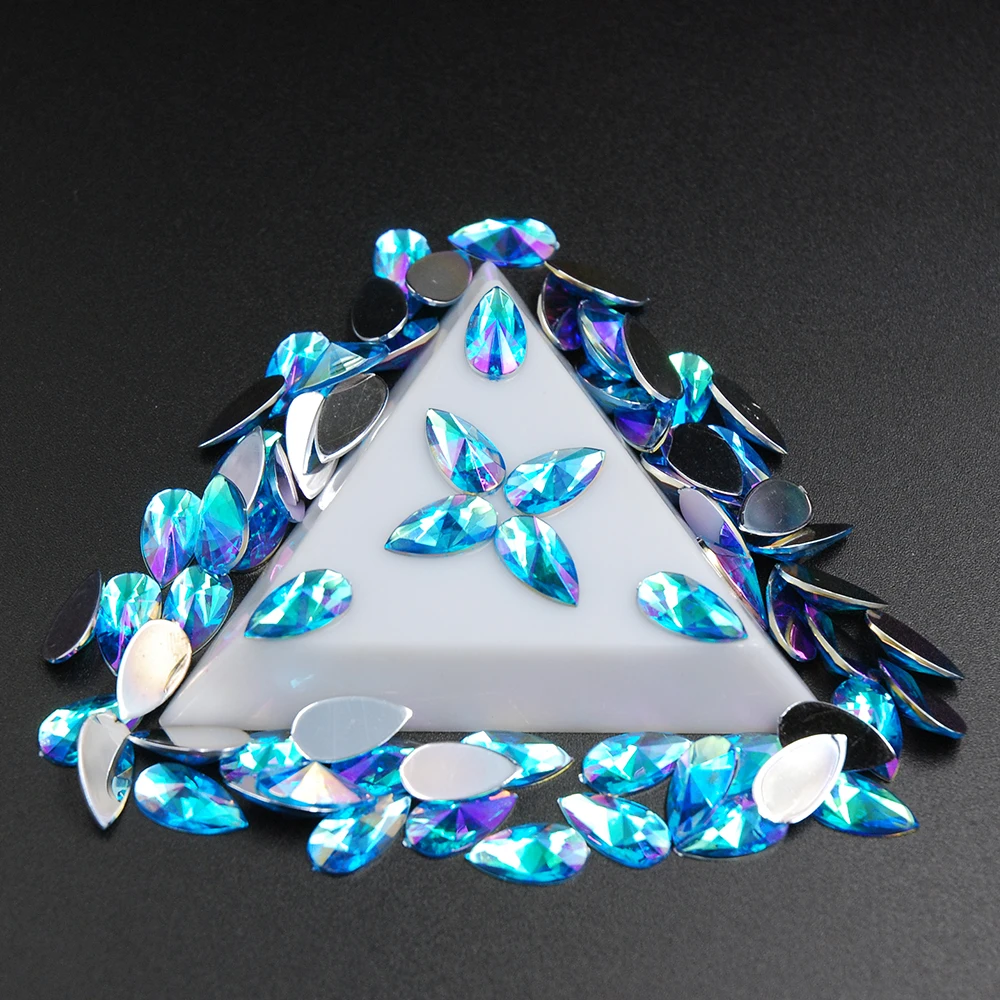 8*13MM Rhinestone The Shape Of Teardrop Mix Color AB Flat Back Acrylic Crystal Strass DIY Wedding Decoration 100Pcs | Дом и сад