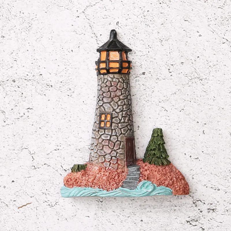 Castle Lighthouse E Магнит на холодильник, магнитные смолы Средиземноморский Ветер Маяк моряк, капитан круизного судна Сувениры украшение на холодильник - Цвет: Castle Lighthouse E