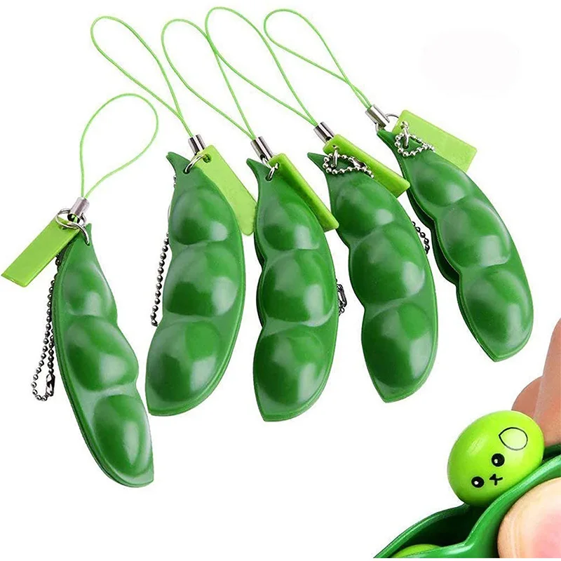 

Infinite Peanut Edamame Toys Peas Beans Keychain Pop It Fidget Squishy Decompression Squeeze Antistress Fidget Stress Popper Toy
