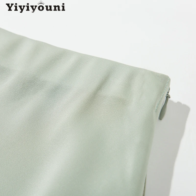 Элегантная атласная шелковая юбка FAKUNTN yiyouni с высокой талией Женская Весенняя