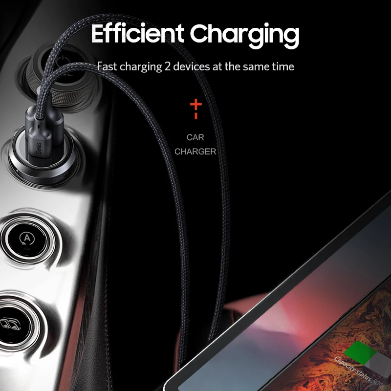 Фото Benks Car Charger Dual Port PD QC 4.0 30W Type C Fast Charging Quick Charge 3.0 For iphone 11 Pro Sumsung Huawei Xiaomi Мобильные Benks Car Charger Dual Port PD QC 4.0 30W Type C Fast Charging Quick Charge 3.0 For iphone 11 Pro Sumsung Huawei Xiaomi Мобильные