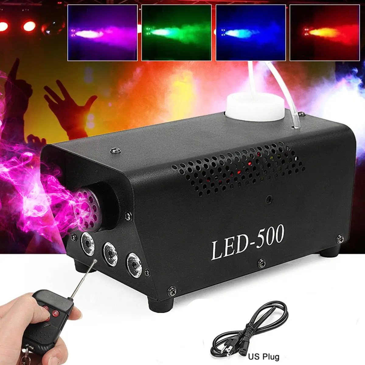 

500W Mini LED RGB Wireless Fog Smoke Mist Machine Effect Disco DJ Party Christmas with Remote Control LED fogger