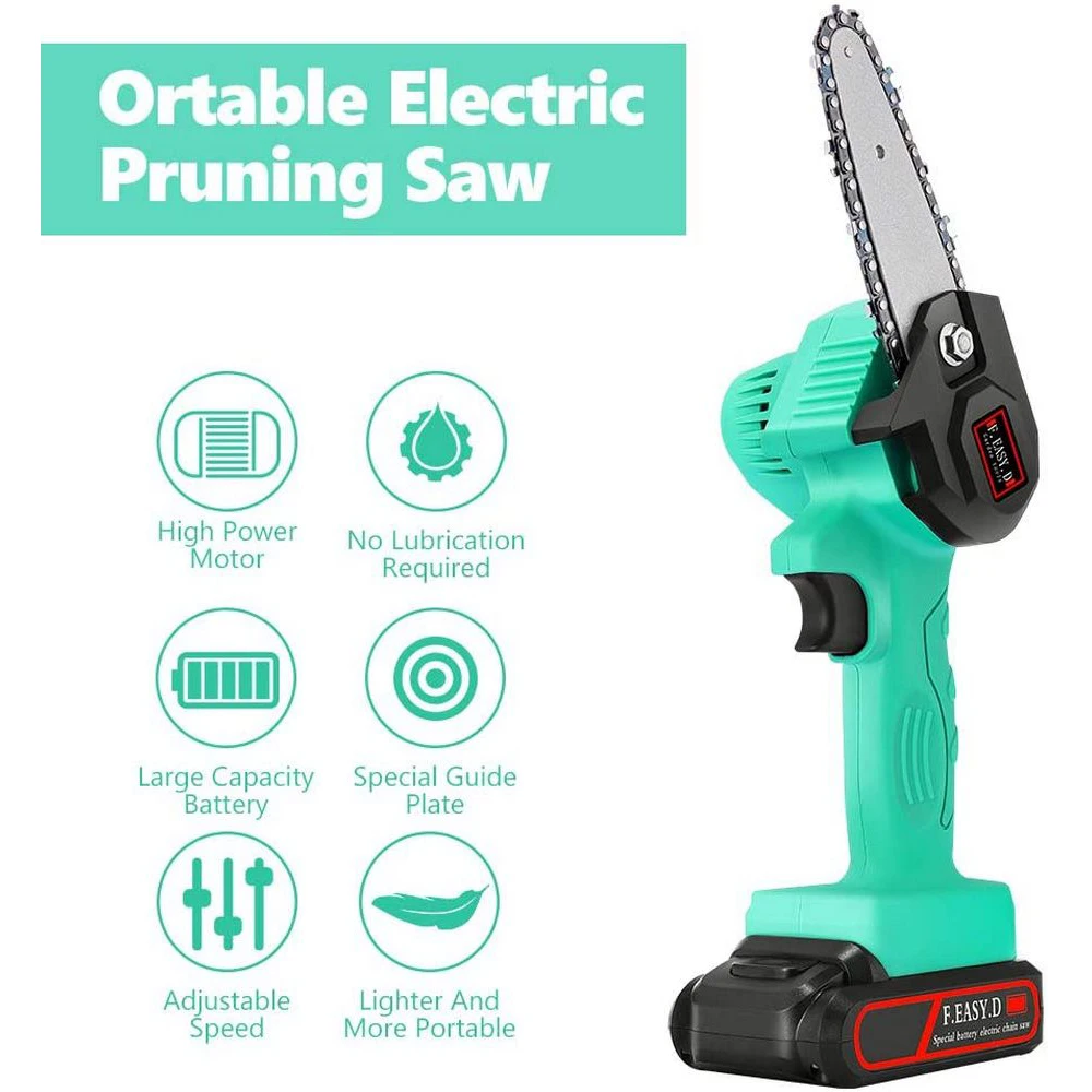 

4 Inch Pruning Shears Mini Electric Pruning Saw Chainsaw Lithium Rechargeable Battery Cordless Chainsaw Gardening Tools