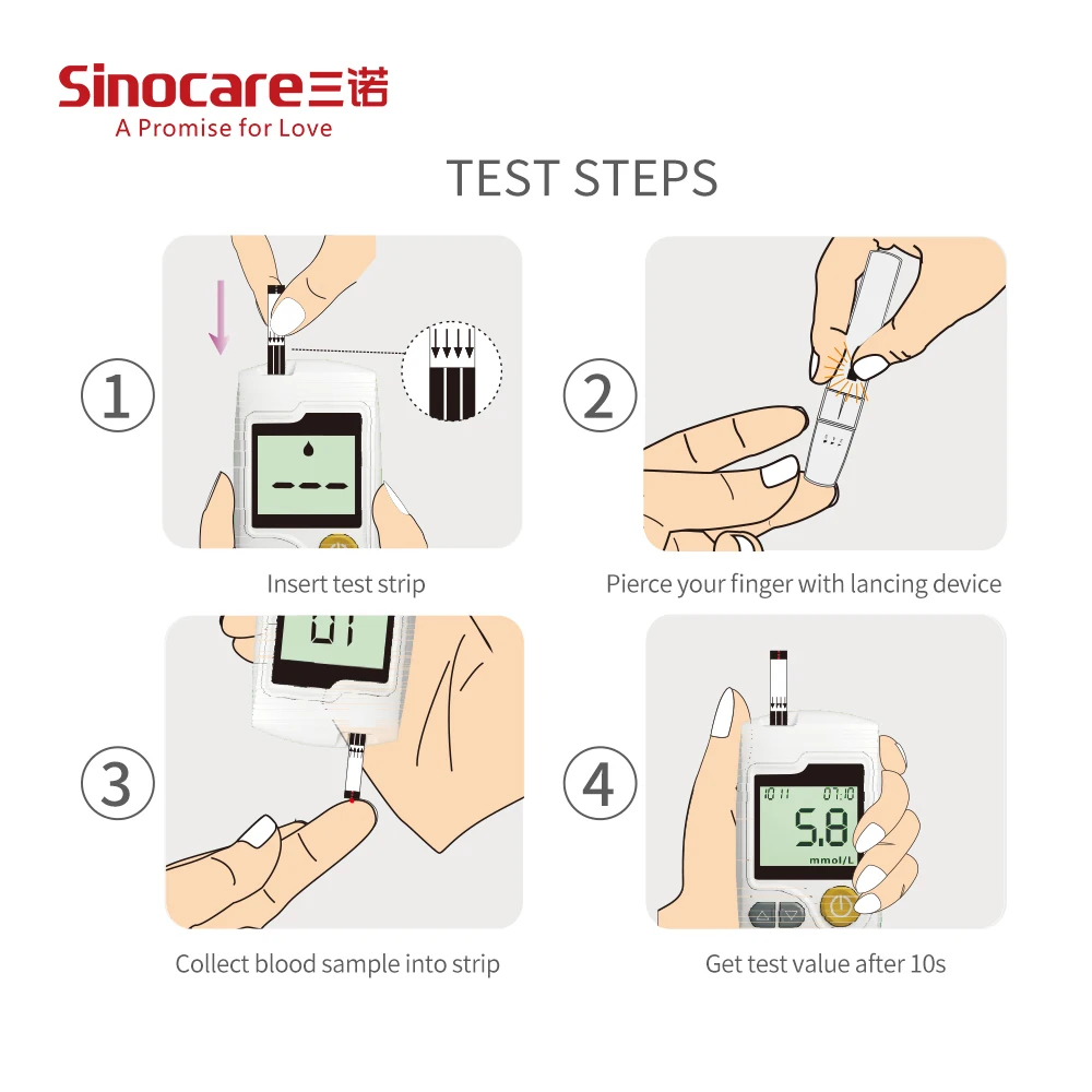 Sinocare GA-3 глюкометра в крови комплект глюкометра и тест-полоски иглы сахарный монитор диабетический тестер Домашний медицинский прибор