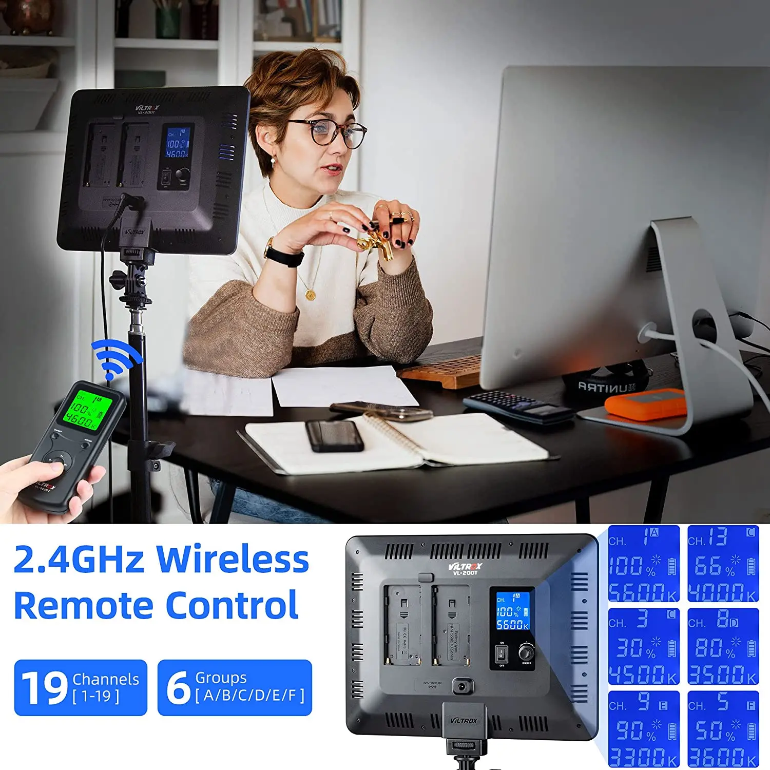 Ультратонсветодиодный двухцветный LED-светильник VILTROX VL-200T с регулируемой