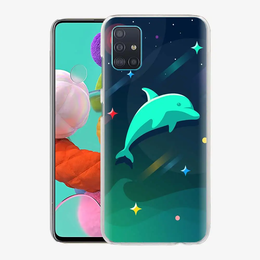 

Phone Case for Samsung Galaxy A51 A71 A50 A21s A31 A20e A10 A70 A30 A40 A41 A11 Hard Original Cover Cartoon Shark Ocean Whale
