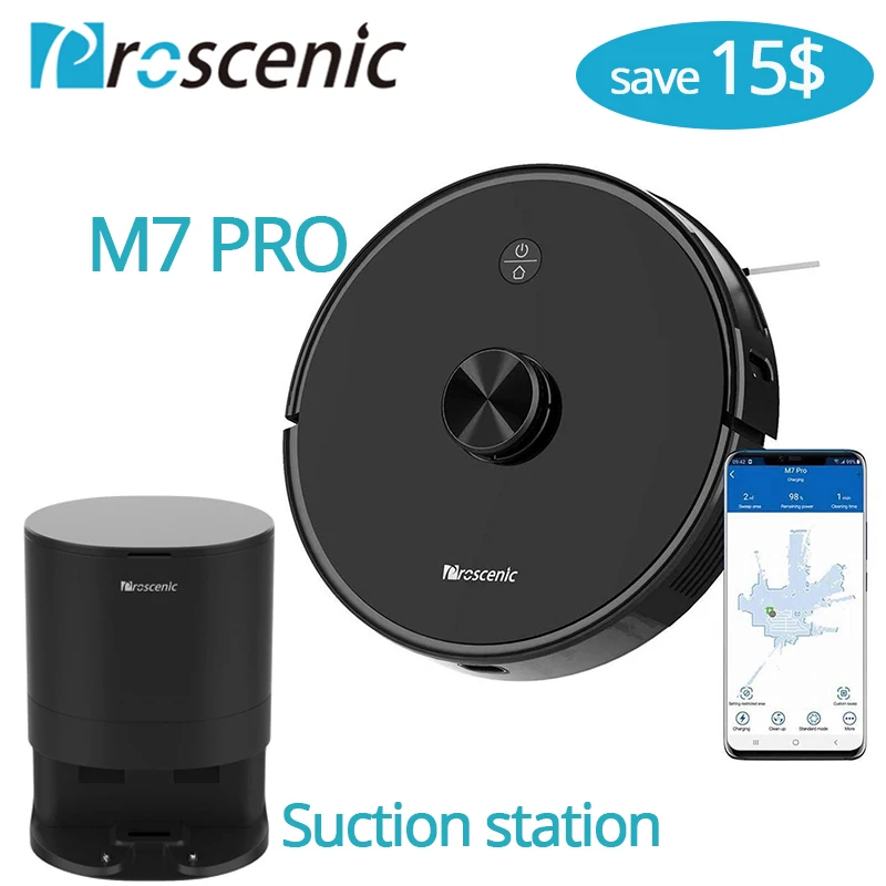Proscenic M7Pro Sweeper Laser Navigation 2700pa Robot dust bin collecto with Wet Washing Vacuum Cleaner Carpet cleaner for Home