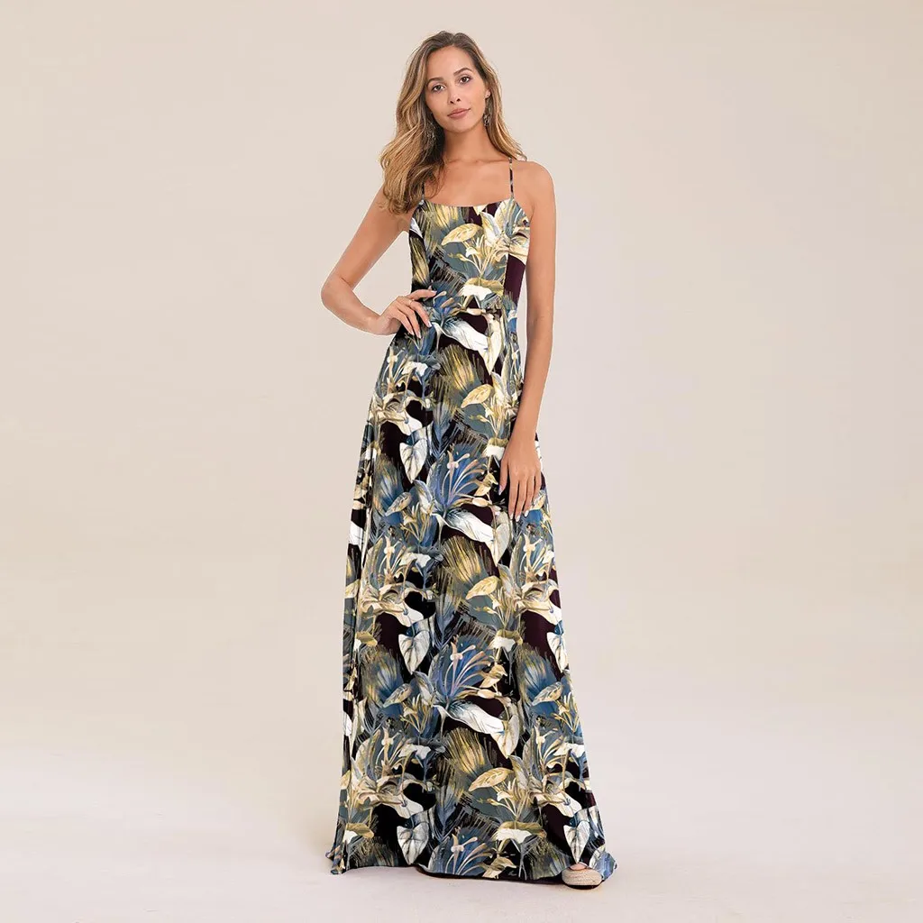 KANCOOLD платье модное женское vestidos с круглым вырезом без рукавов открытой спиной