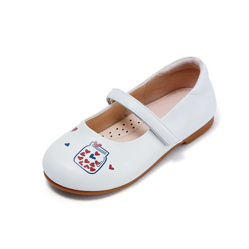 Весенняя Новинка детская обувь принцессы на плоской подошве с сердечками