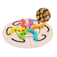 wooden rainbow beads puzzle board color shape sorting toys intellect turntable jigsaw maze game educational games for math lear