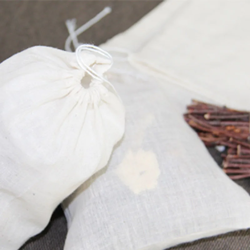 Сумка-мешок из хлопчатобумажной пряжи 13x18 см теплый белый повторное