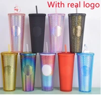 21 creative water cup gradient no logo coffee cup 710ml diamond pineapple durian cup straw cup can be customized exclusive logo