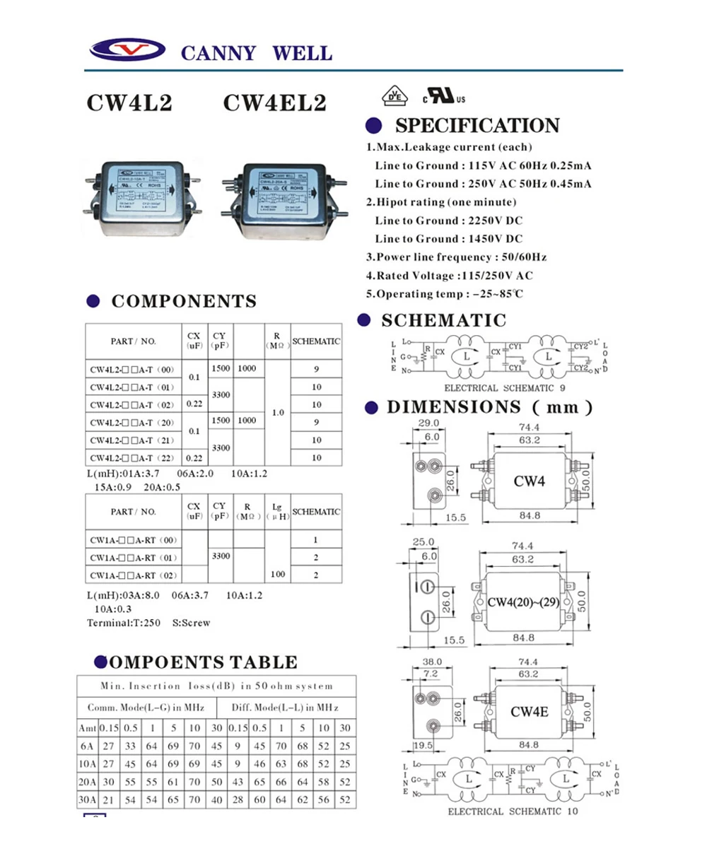 EMI Мощность фильтр CW4L2-20A/6A/10A/3A-T двойной фильтр очиститель CW4L2-20A CW4L2-6A CW4L2-10A CW4L2-3A двойной фильтр очиститель