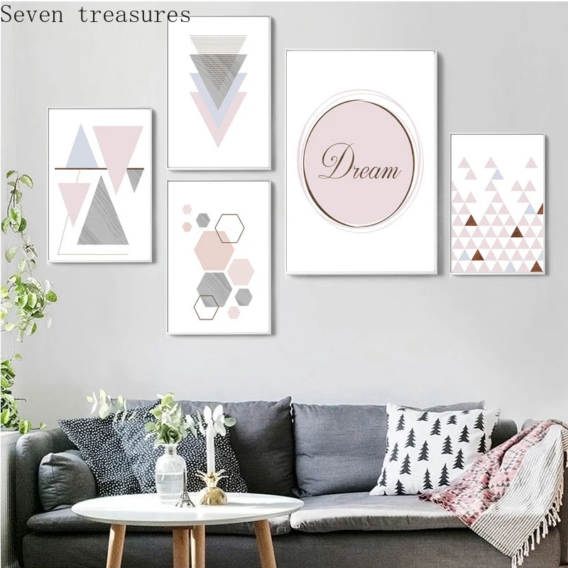 

Nordic Small Fresh Color Block Canvas Painting Minimalist Abstract Dream Geometric GraphicLiving Room Bedroom Decor Poster