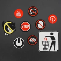 warning embroidery patch prohibition sign iron on backing to sticker diy jacket laptop phone